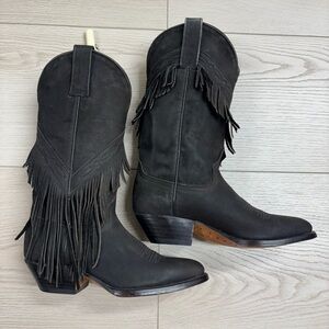 Vintage Rudel Black Fringe Western Boots